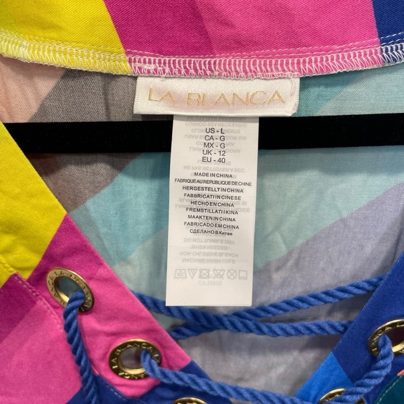 La Blanca Women's Sunscape Lace-Up Tunic Swim Cover-Up Multicolor Large New - Picture 4 of 8